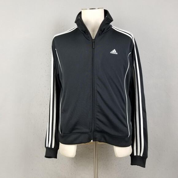 Adidas Track Suit Womens Large Black 3 Stripe Full Zip Jacket Pants Set Athletic - Picture 2 of 16